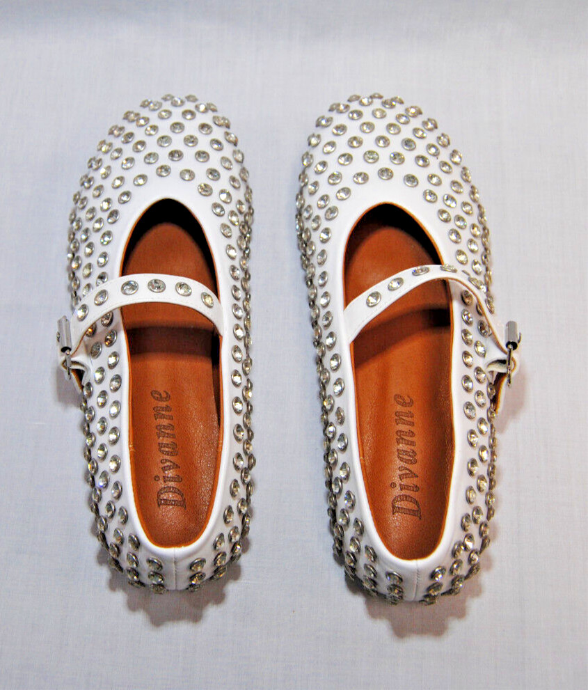 Divanne Womens Rhinestone Ballet Flats Mary Jane Shoes with Buckle Strap T2356