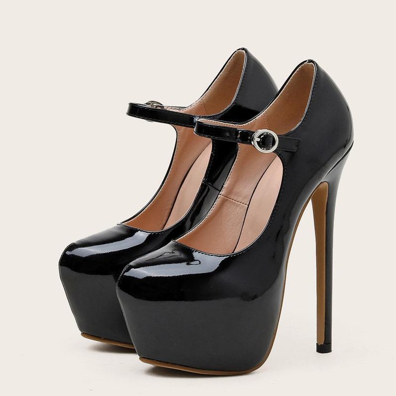 Sexy Women’s Platform Dance Ankle Strap High Heel Dress Shoes Shiny Leather Lady