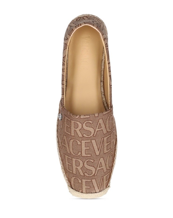 Versace Logo Print Medusa Espadrilles Beige Brown Eu 38.5 US 8 (run 1/2 Small)