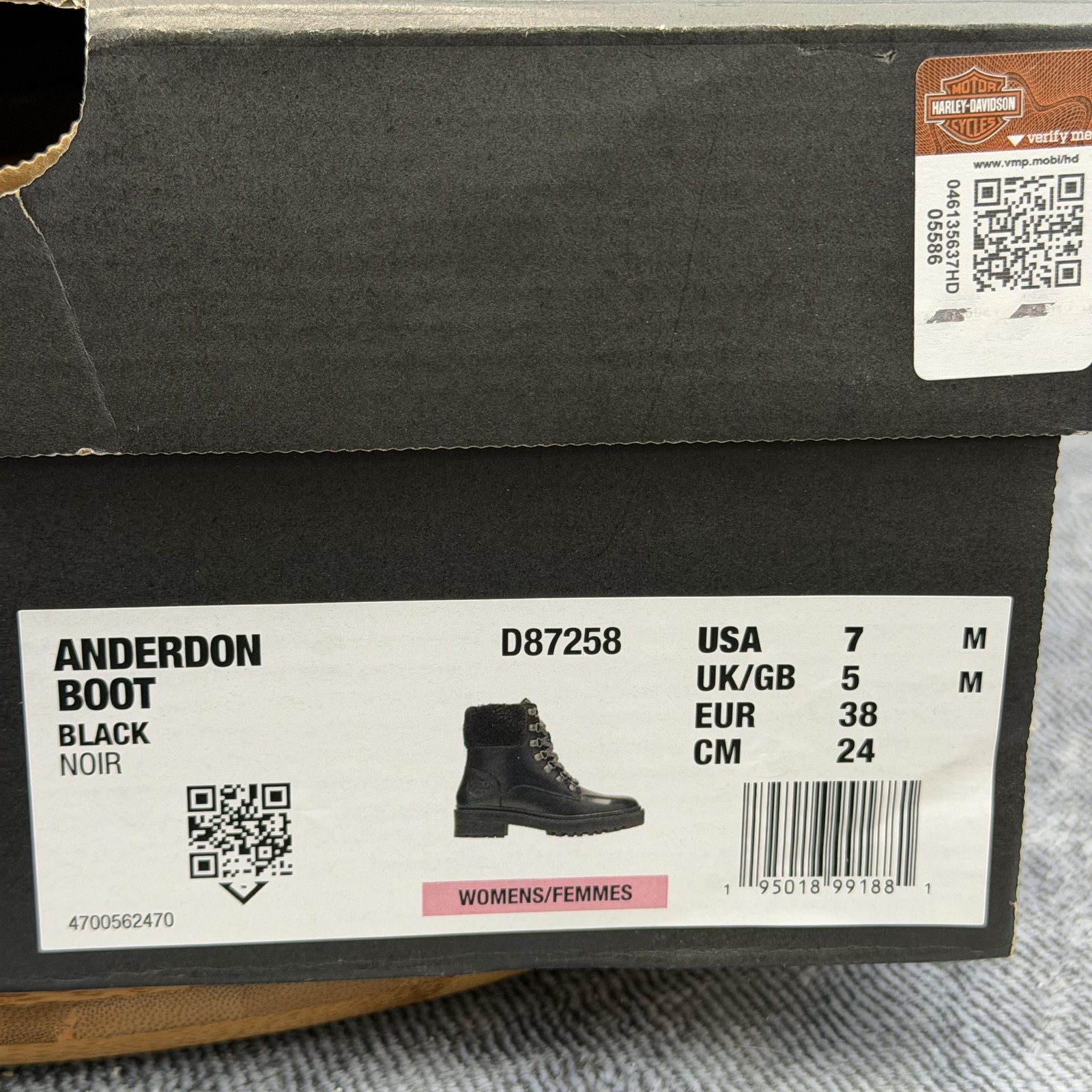 Harley-Davidson Boots Womens Size 7 Black Leather Shearling Ankle D87258