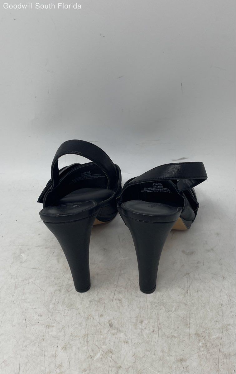 Karl Lagerfeld Womens Colene Black Buckle High Cone Platform Heels Size 8.5M