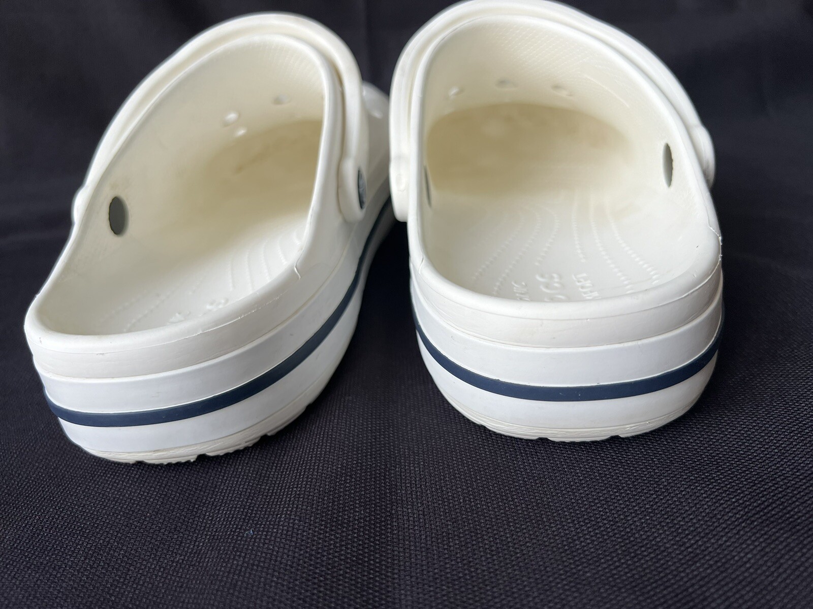 Crocs Bayaband Clog White Navy Logo 205089-126 Men’s Size 13 EUC Fast Shipping