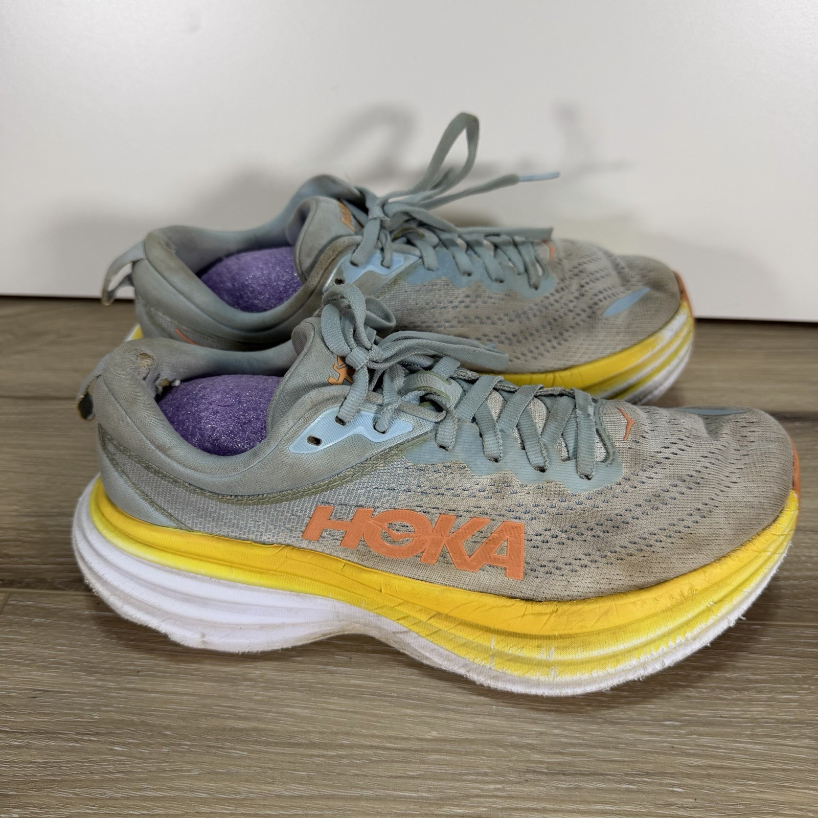 Hoka One One Womens Bondi 8 1127952 SSCA Blue Running Shoes Sneakers Size 8 B