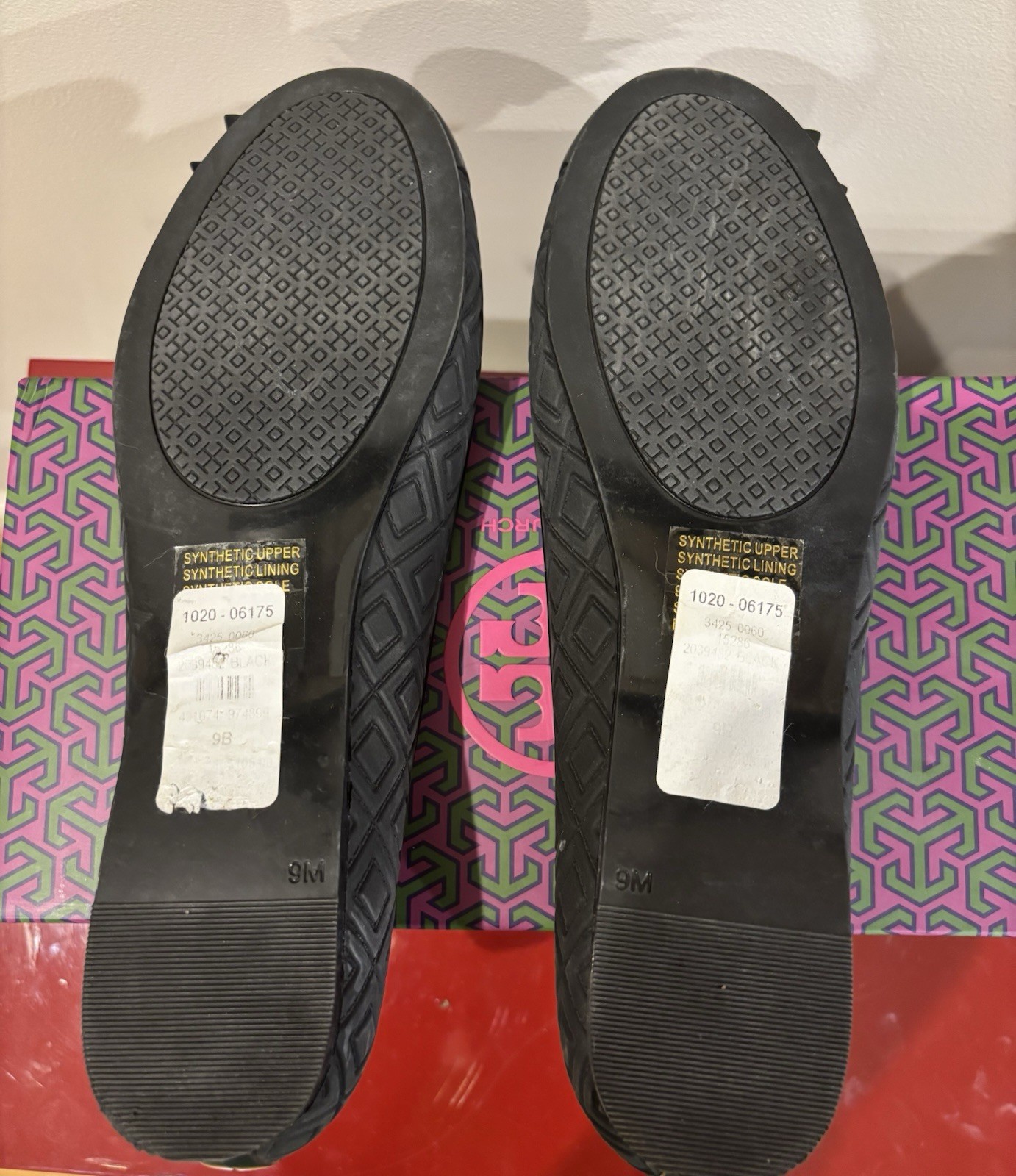 NIB Tory Burch Blossom Jelly Ballet Flats Womens Black Rubber Slip On Size 9