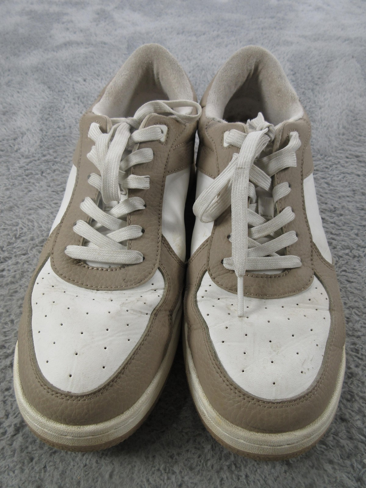 Alo Shoes Womens 10 White Tan Leather Low Top Casual Comfort Sneakers A0685U
