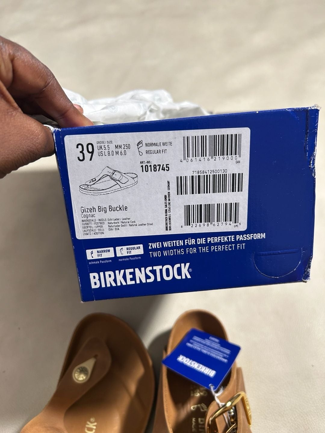 Birkenstock Gizeh Big Buckle Oiled Leather Sandals in Cognac