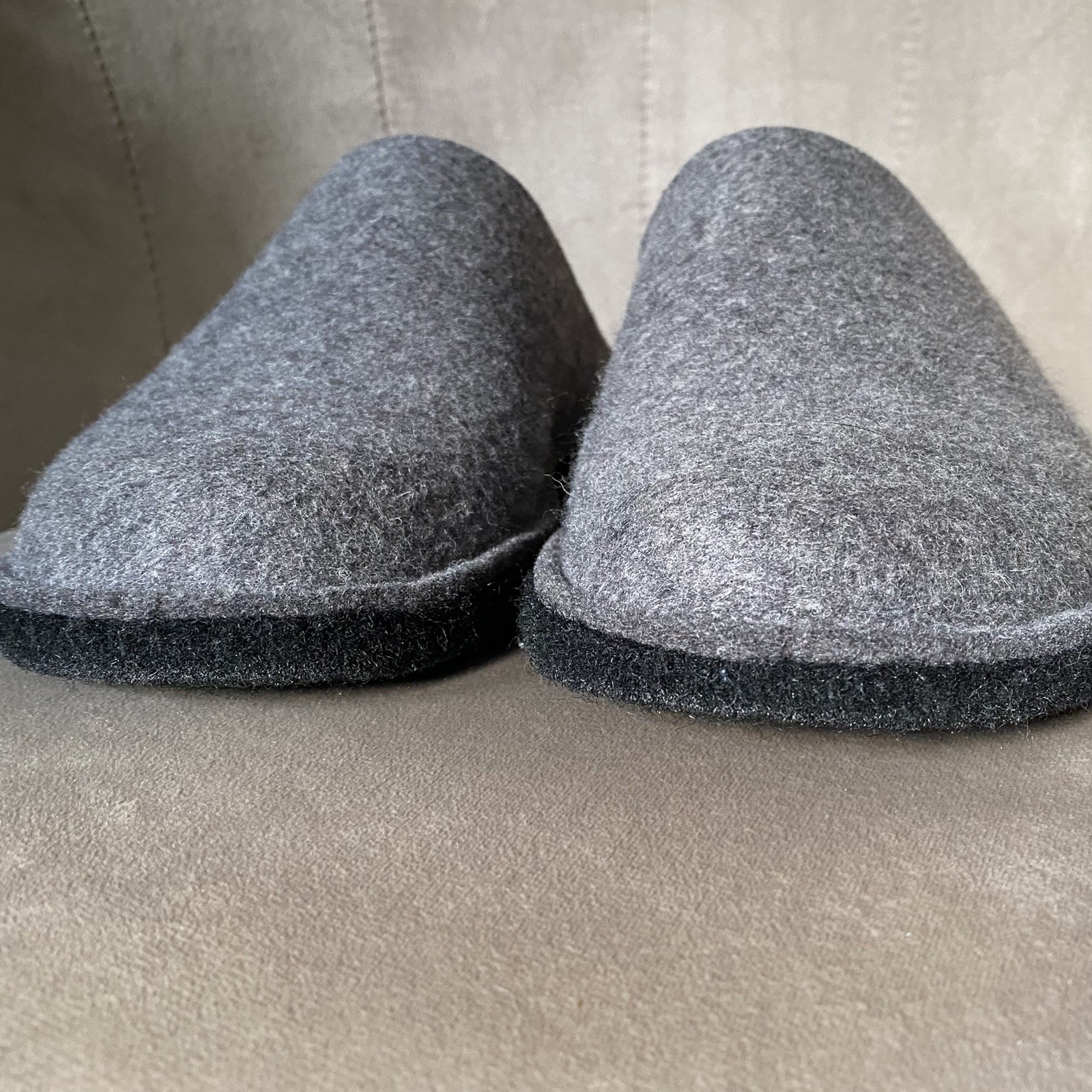 Arch Support! Breathable Wool Haflinger Women 7 7.5 Slippers Mule Clog Gray 37
