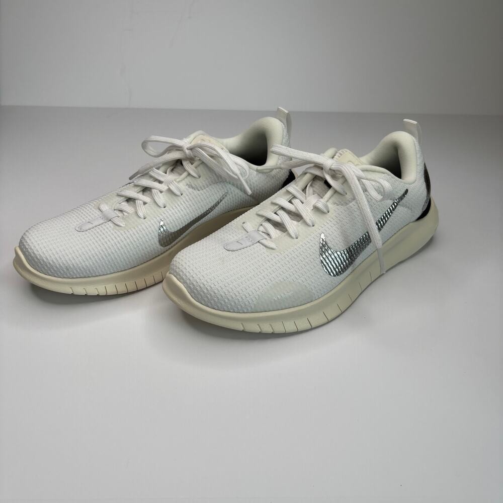 Nike Flex White Metallic Silver Women’s 7.5 Walking Running Shoes