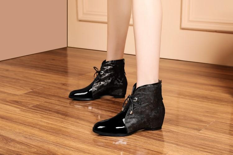 Womens Fashion Elegant Sequin Hidden Wedge Heel Back Zip Party Ankle Boots Shoes