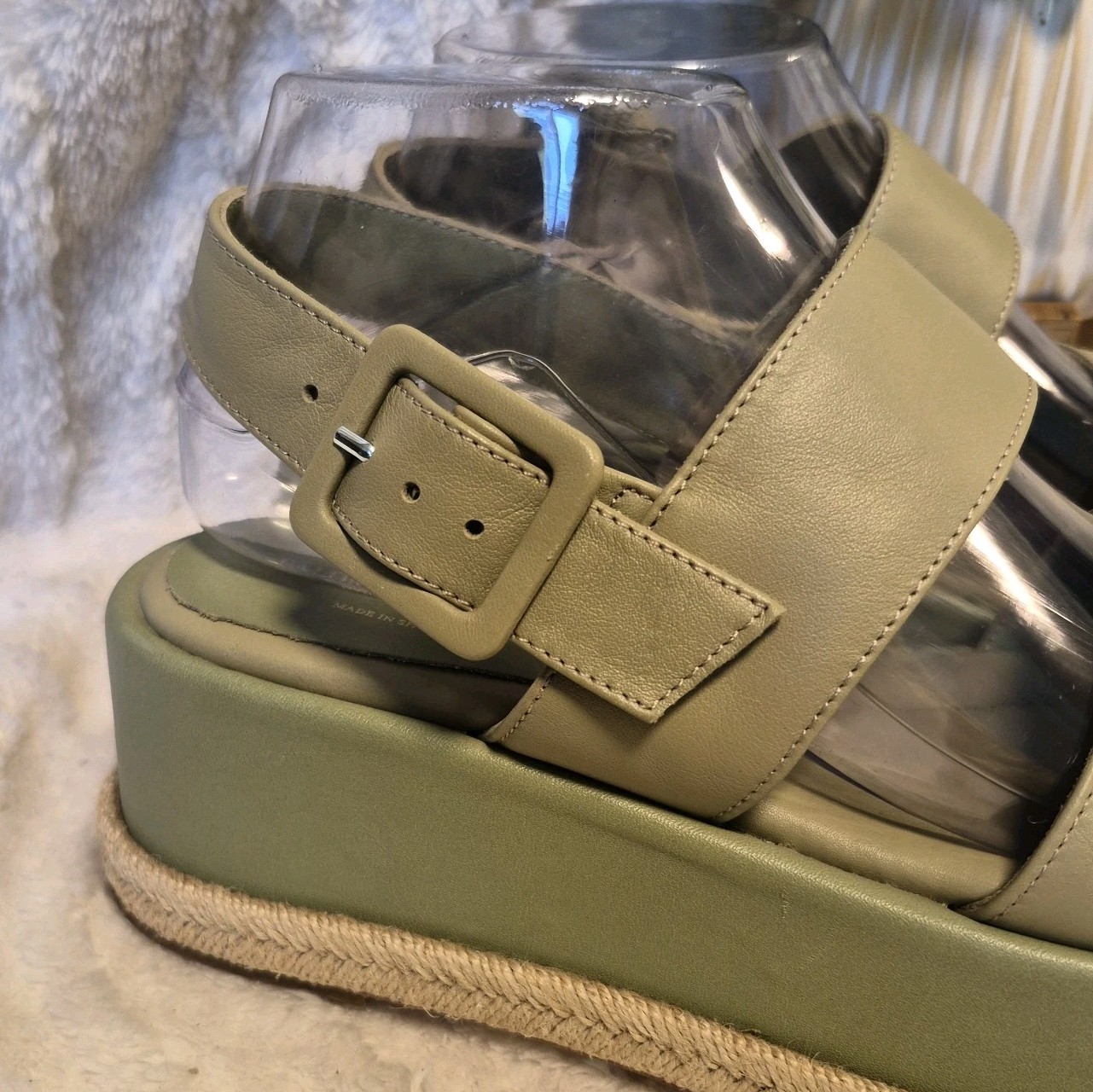 Paloma Barcelo x Anthropologie Adeline Platform Sandal Green Leather Size 8 $595