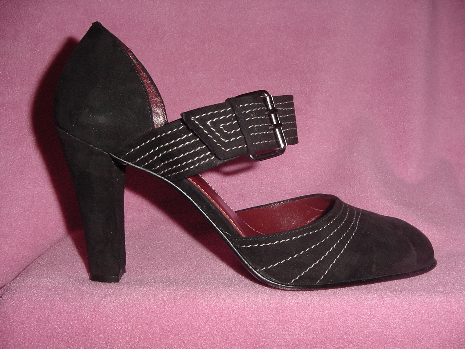 BLACK SUEDE LEATHER HIGH HEEL MARY JANE by MICHELLE K Size 8M NEW~FREE SHIPPING