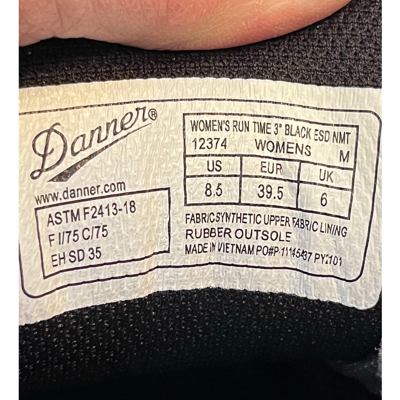NWOB Danner Women’s 8.5 Black Run Time Non-Metalic Toe Lace Up Mesh Shoe NEW