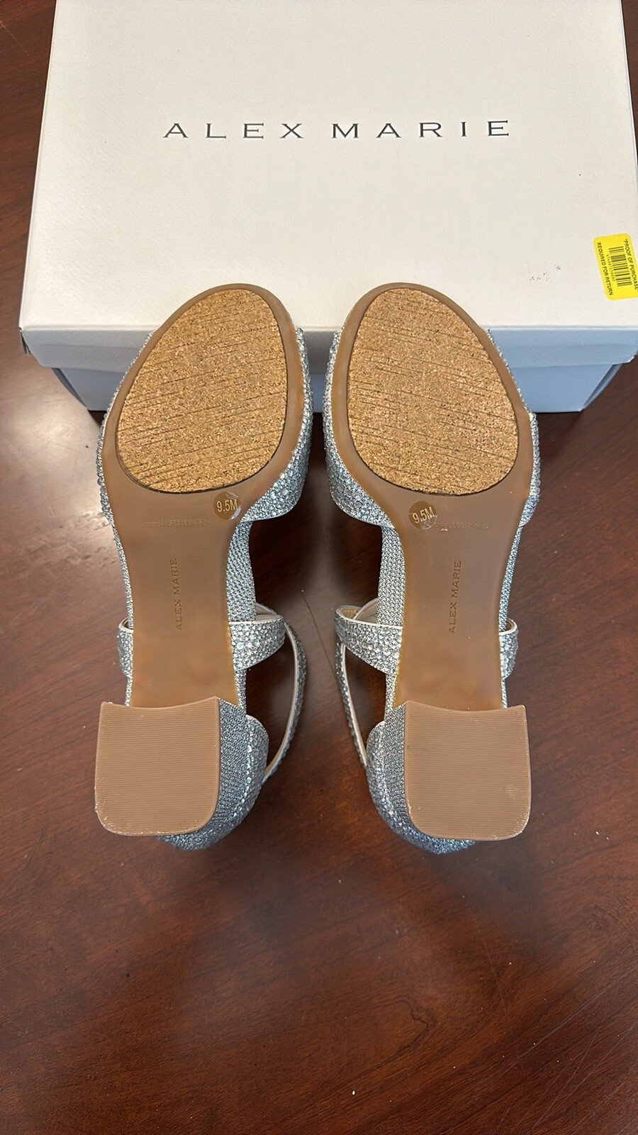 Alex Marie Seyland Rhinestone Cross Strap Block Heel Sandals