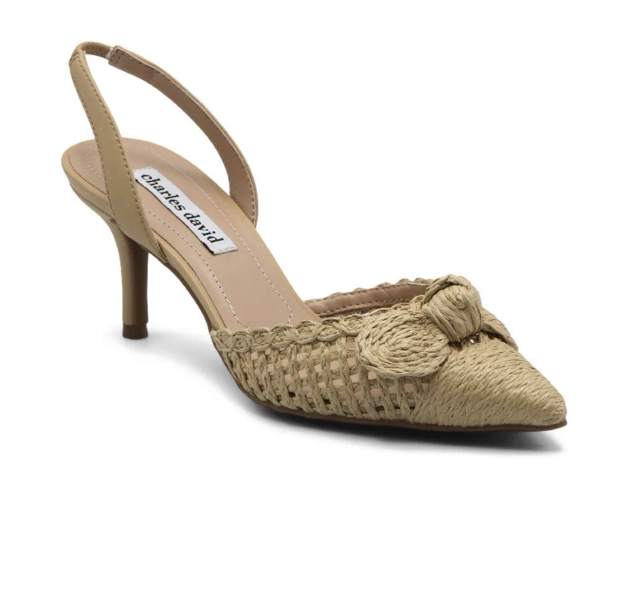 Allyson Charles David Beige Slingback Pointed Toe Slip On Heels nude color 8.5