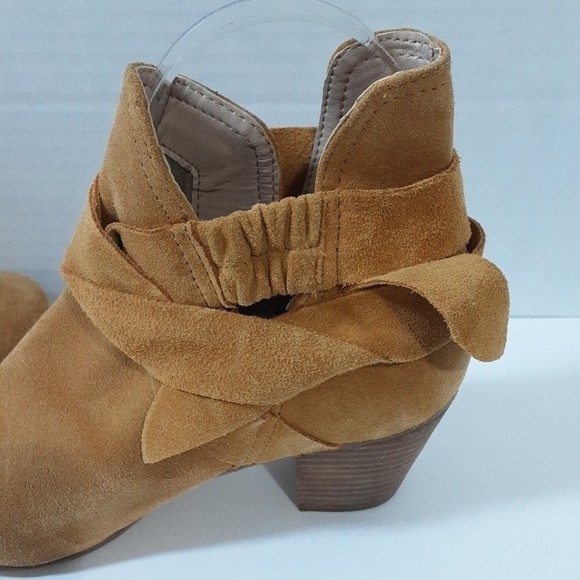 Diba women block ankle boots leather suede 7.5us boho casual mustard Festival