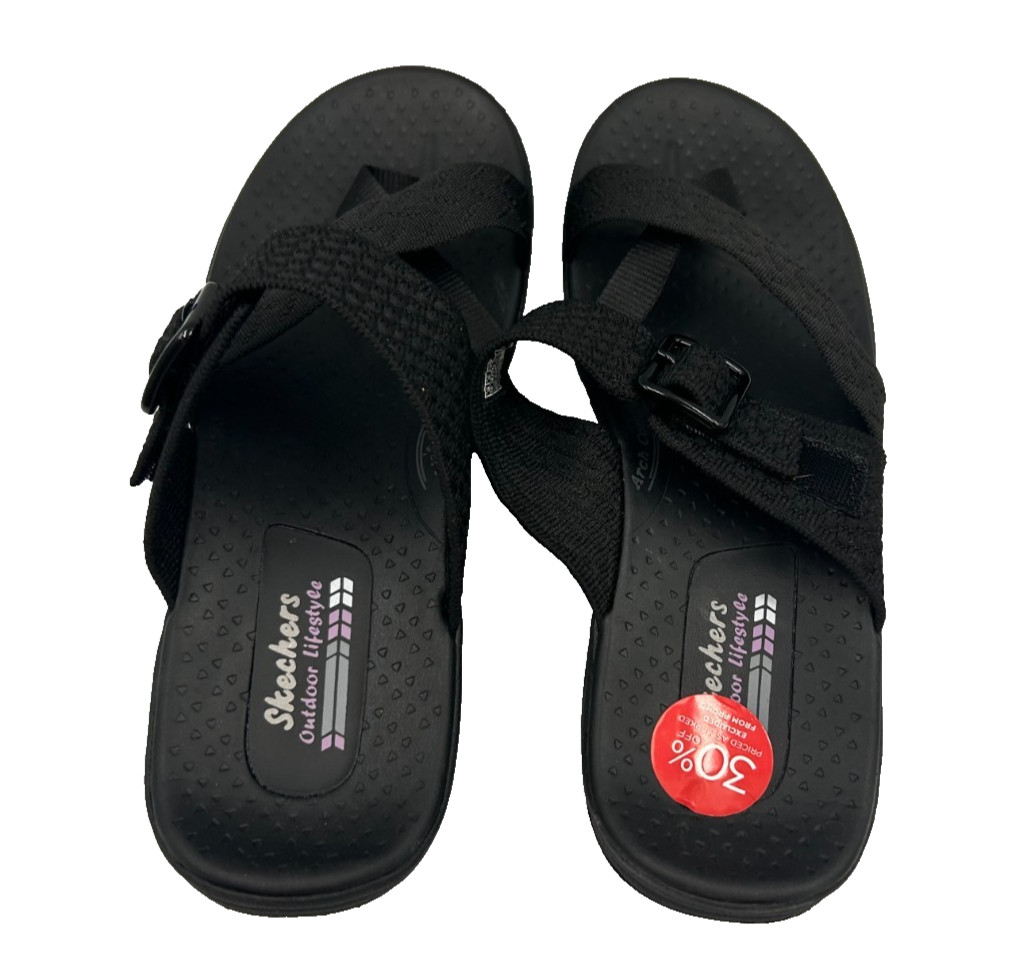 Skechers Women’s Reggae Cup Coffee Date Slip On Sandals Black Size:9.5 78i