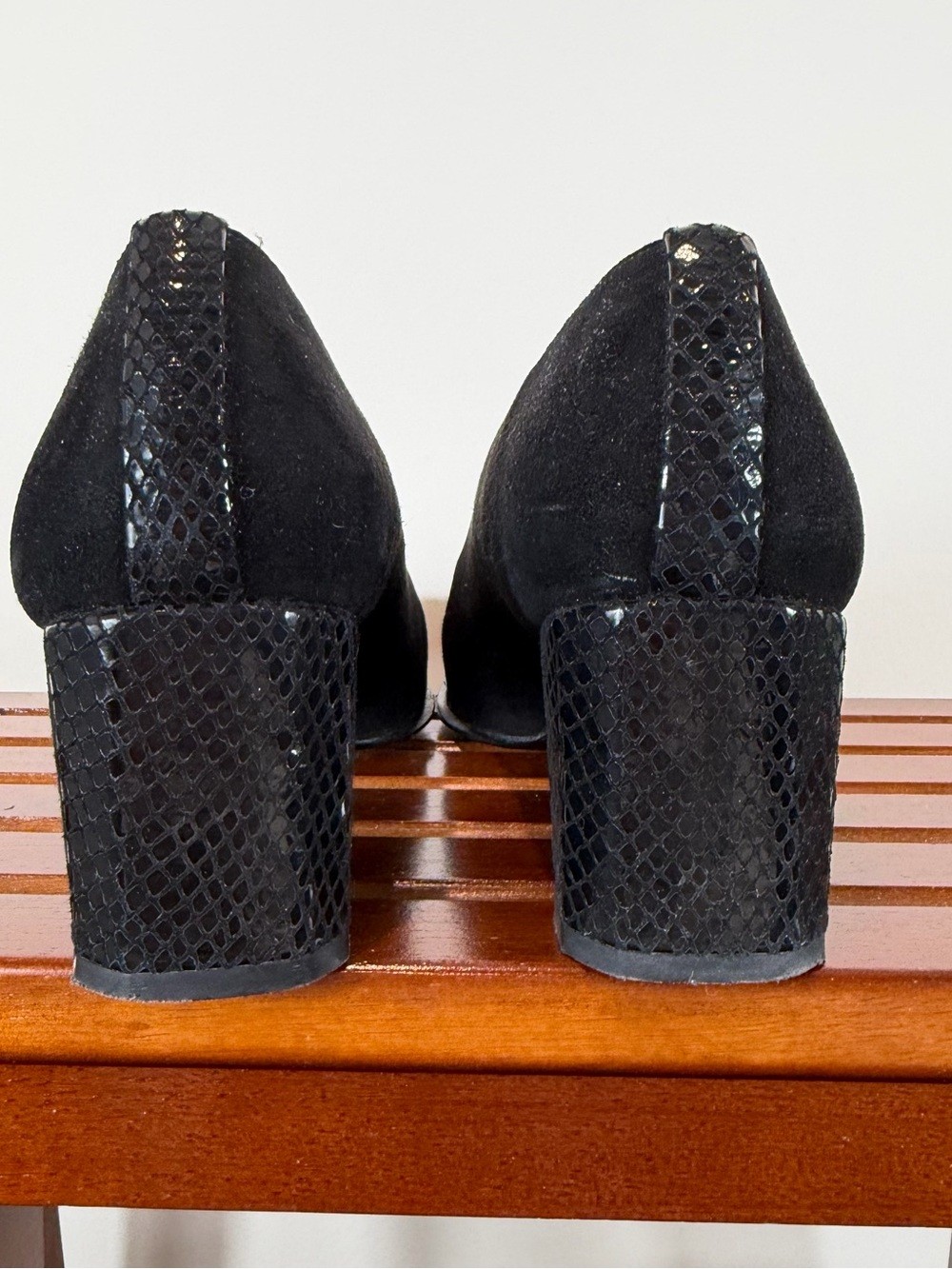 Stuart Weitzman Black Suede Square-Front Pumps Size 7 1/2B