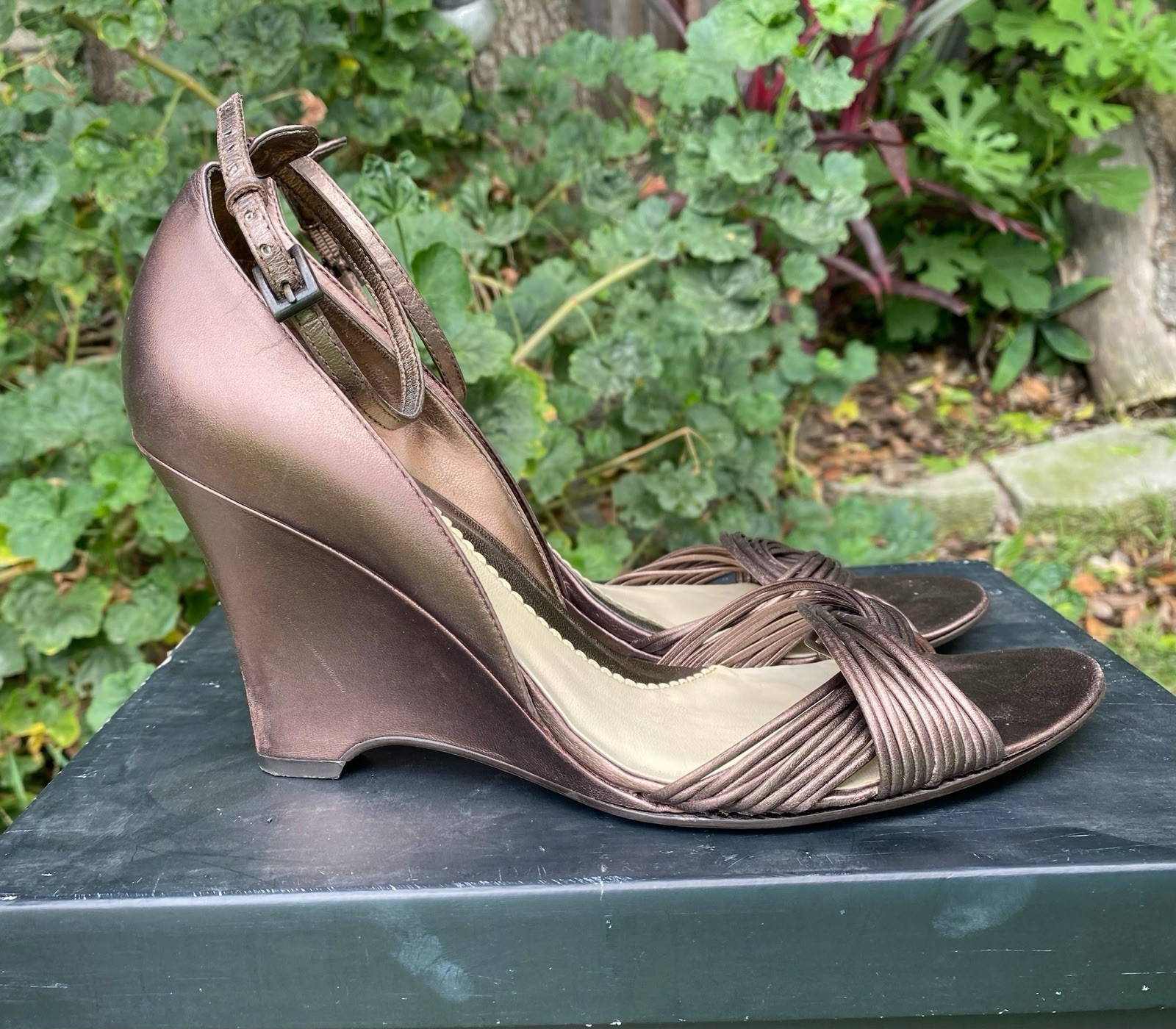 Carlos By Carlos Santana Strappy Brazen Bronze Leather Heels Brazil Women’s 8.5