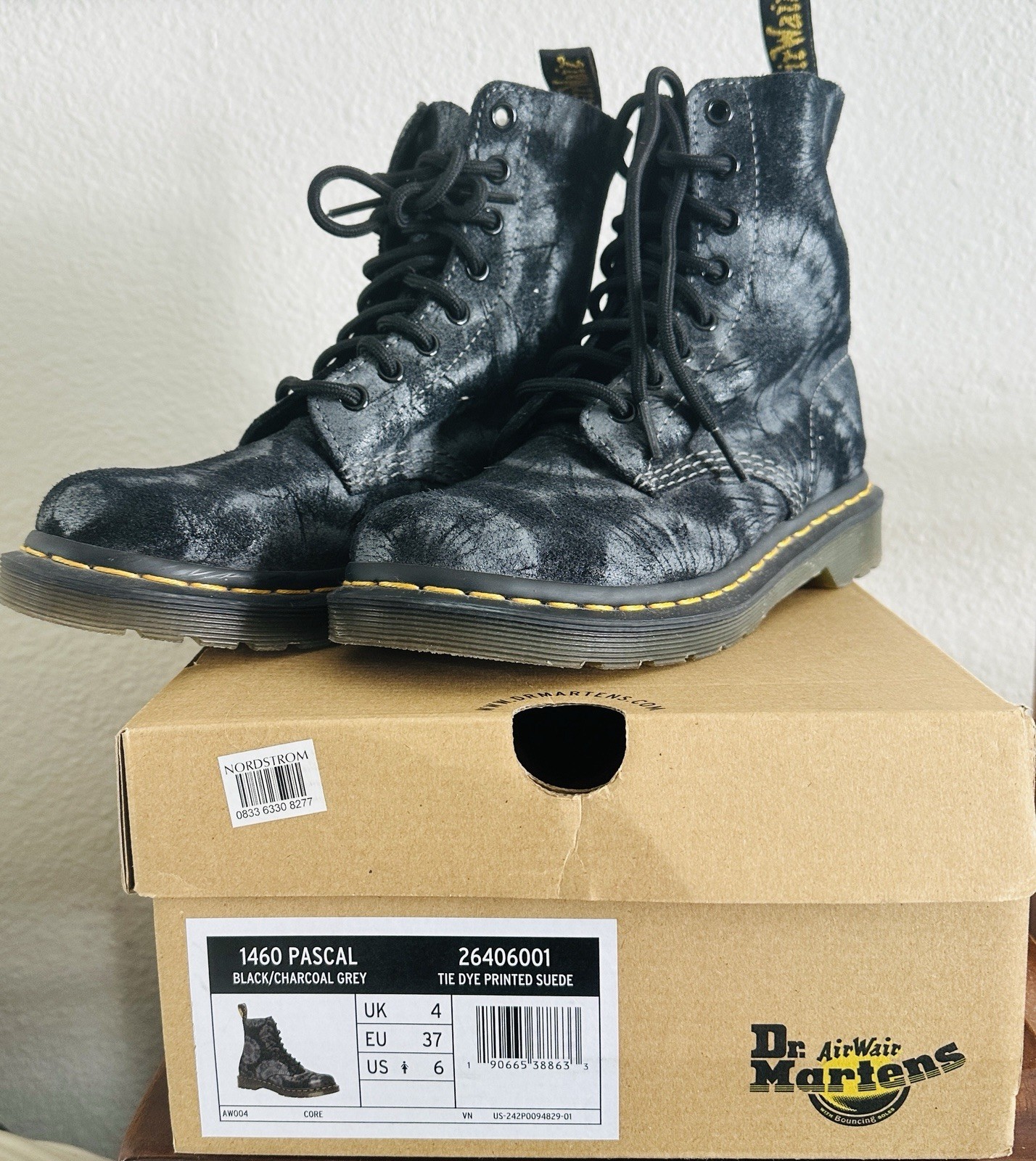 Dr. Martens 1460 Pascal Tie Dye Suede Lace-Up Ankle Combat Boot US 6 EU 37