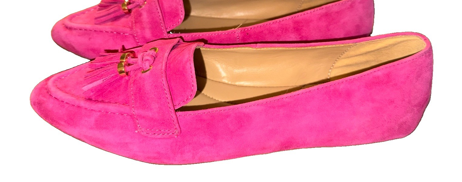 NWOT Talbots Francesca Pink Suede Leather Tassel Loafers Driving Flats Size 8