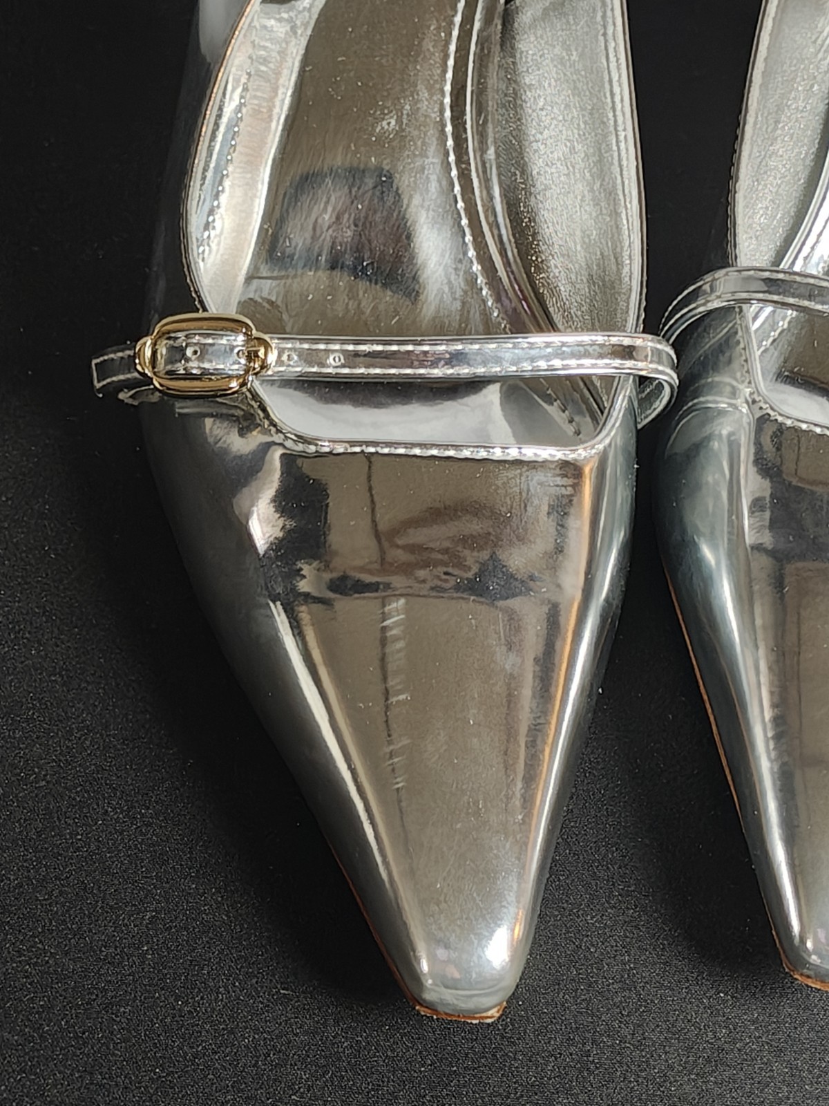 LARROUDE Women’s 9 Ines Pump In Silver Specchio New $350 Mirror Synthetic