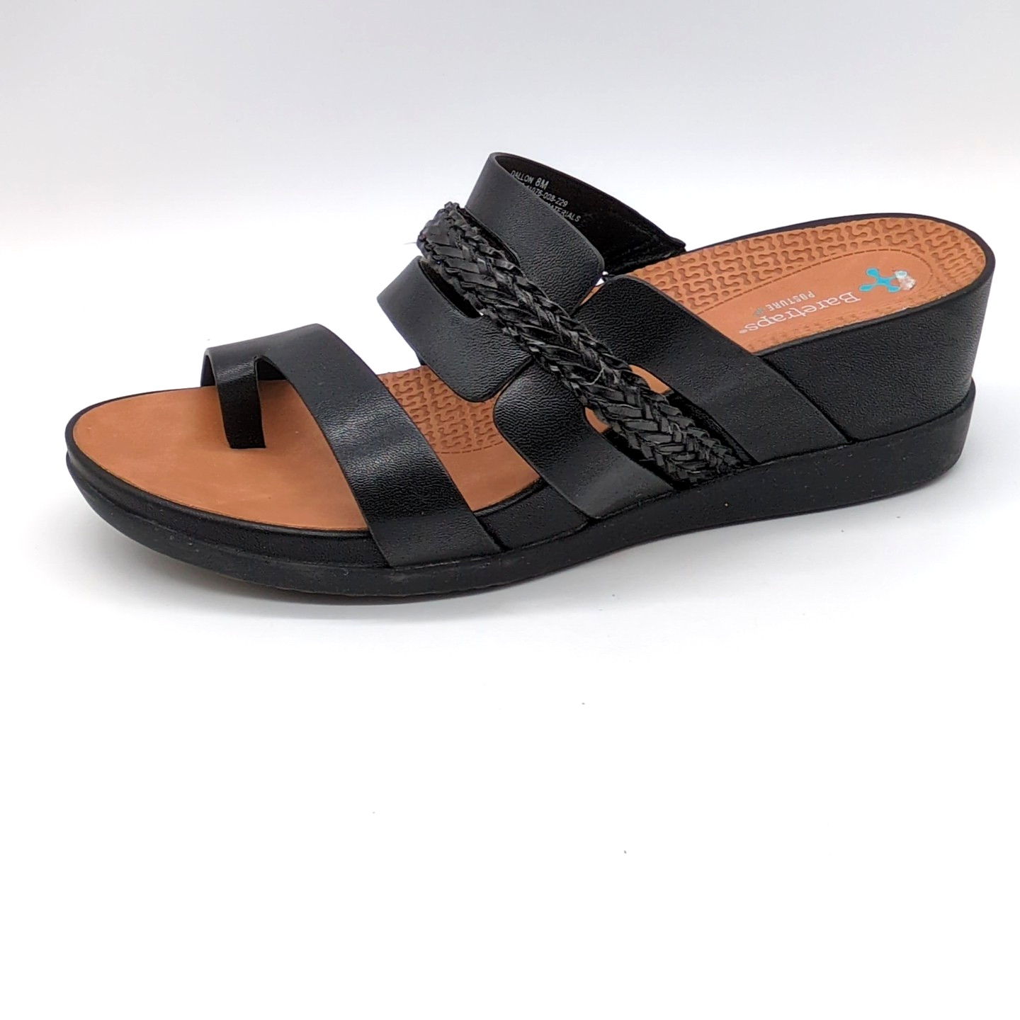 Baretraps Shoes Womens Dallon Black 8 Thong Sandals Strappy Toe Wrap Wedge Heel