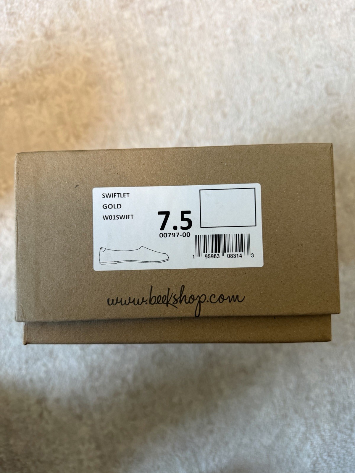 Beek Swiftlet Leather Ballet Slipper Gold Size 7.5 New In Box
