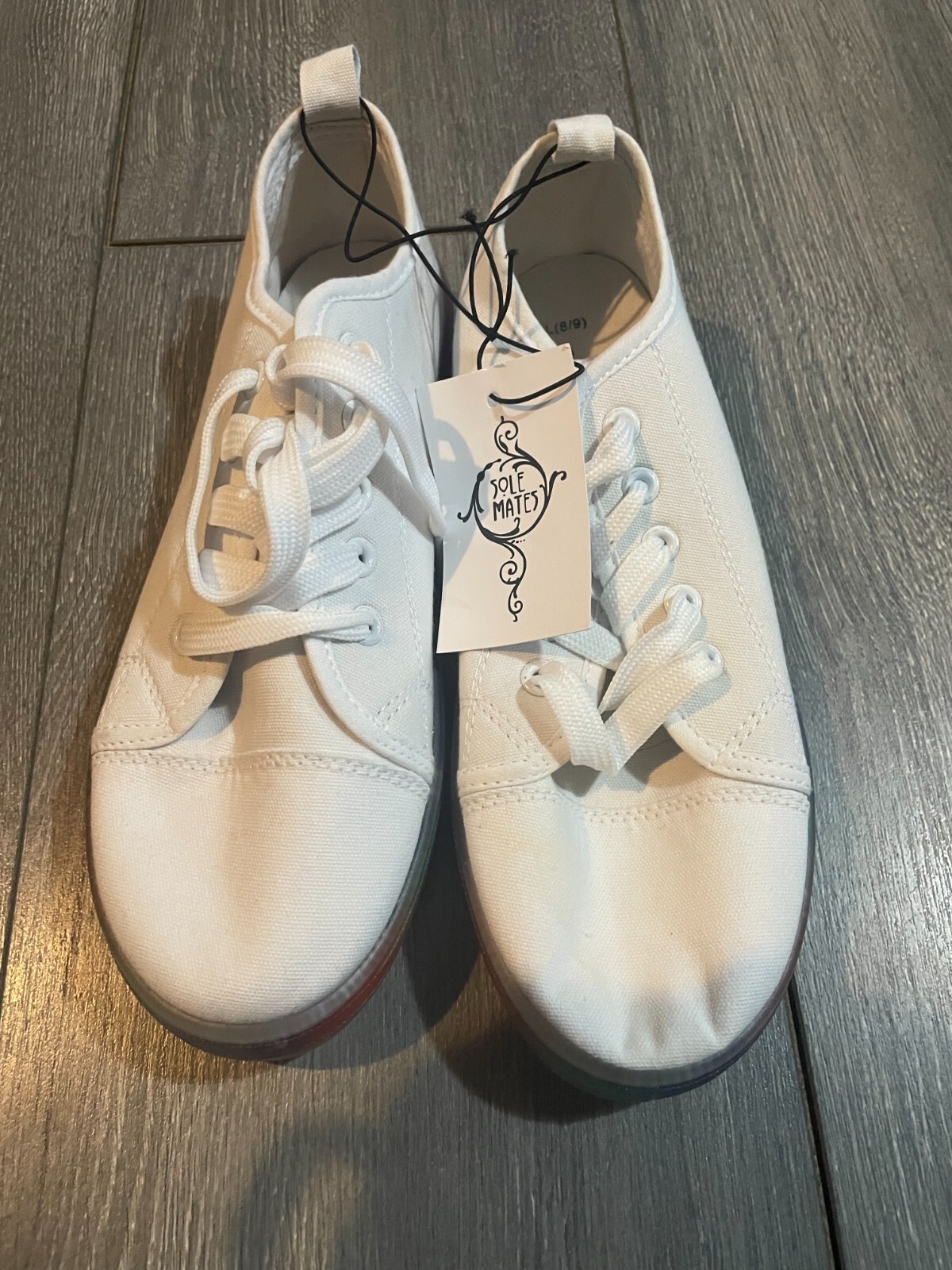 NWT Sole Mates Womens Size 7 / 8 Sneakers White with Rainbow Sole Summer Shoe