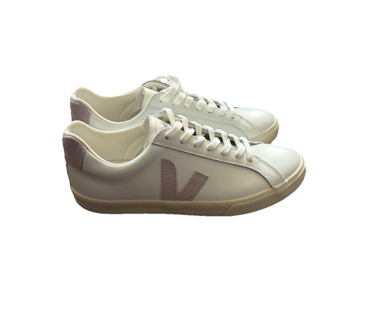 Veja White and Light Pink Sneakers size 10 women/8 men