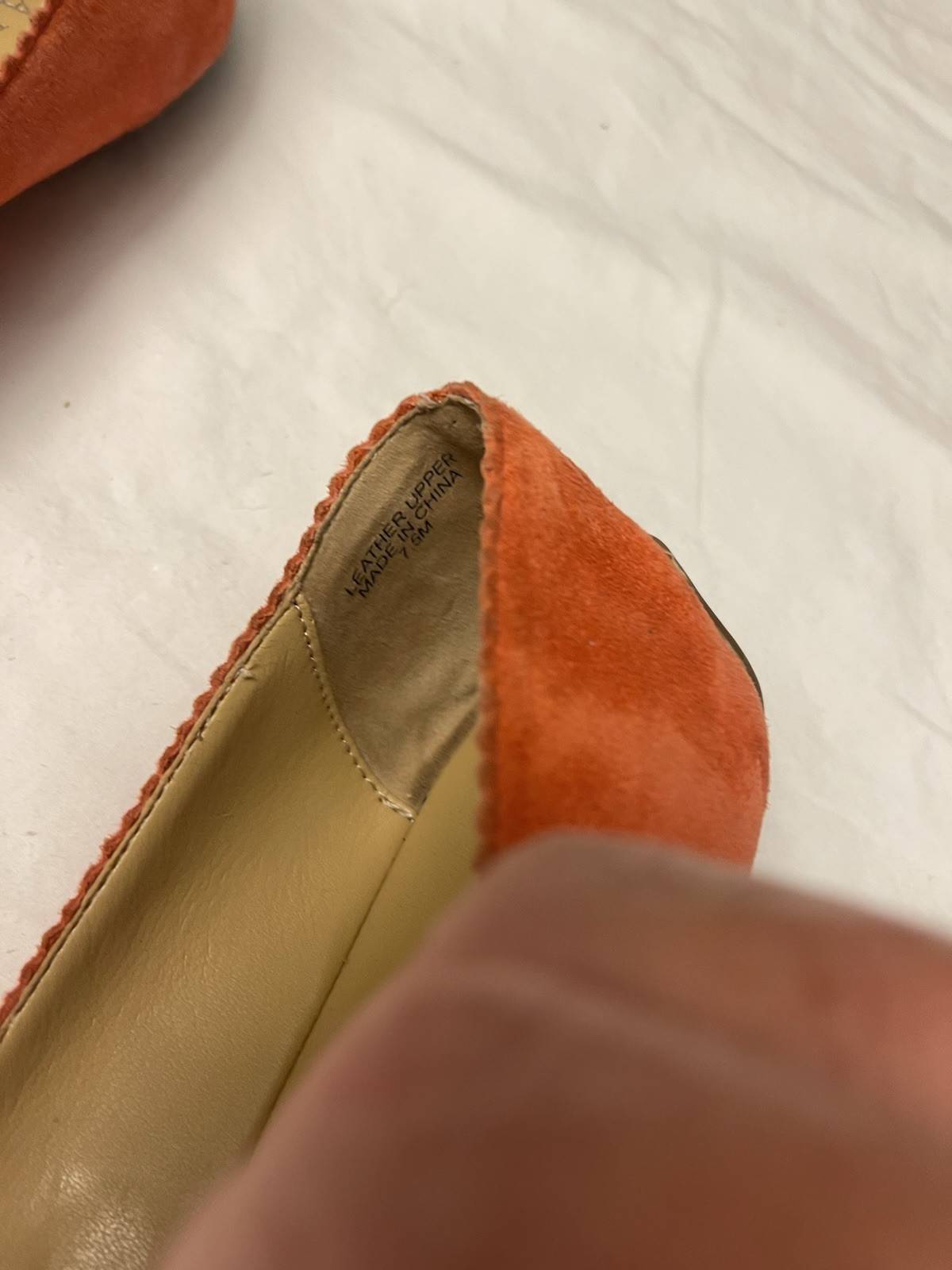 Talbots Francesca Suede Driving Flats Moccasins 7.5 Coral Tangerine