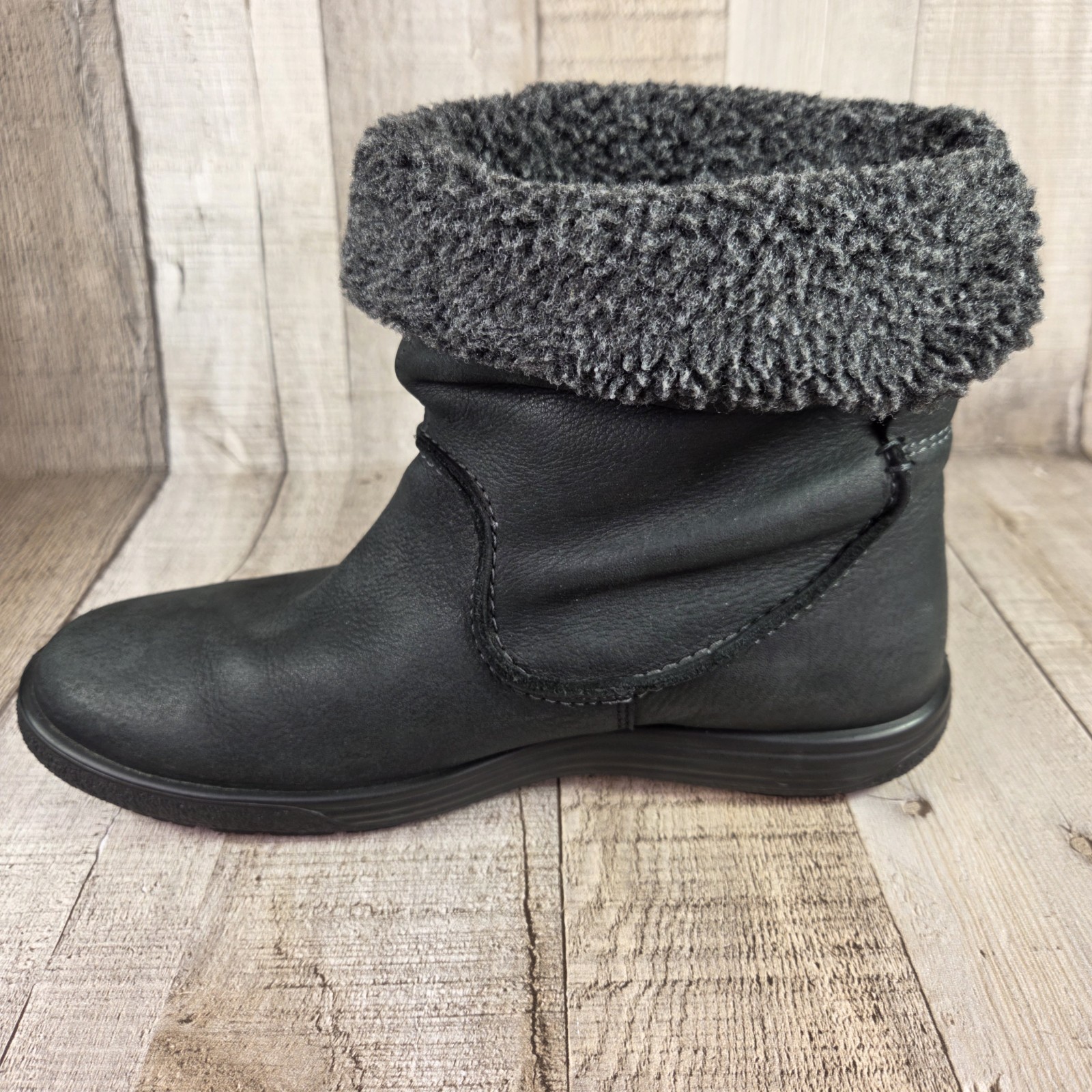 Ecco Chase II GTX Mid Black Boots Gore-Tex Nubuck Leather Women’s EU 37 US 6