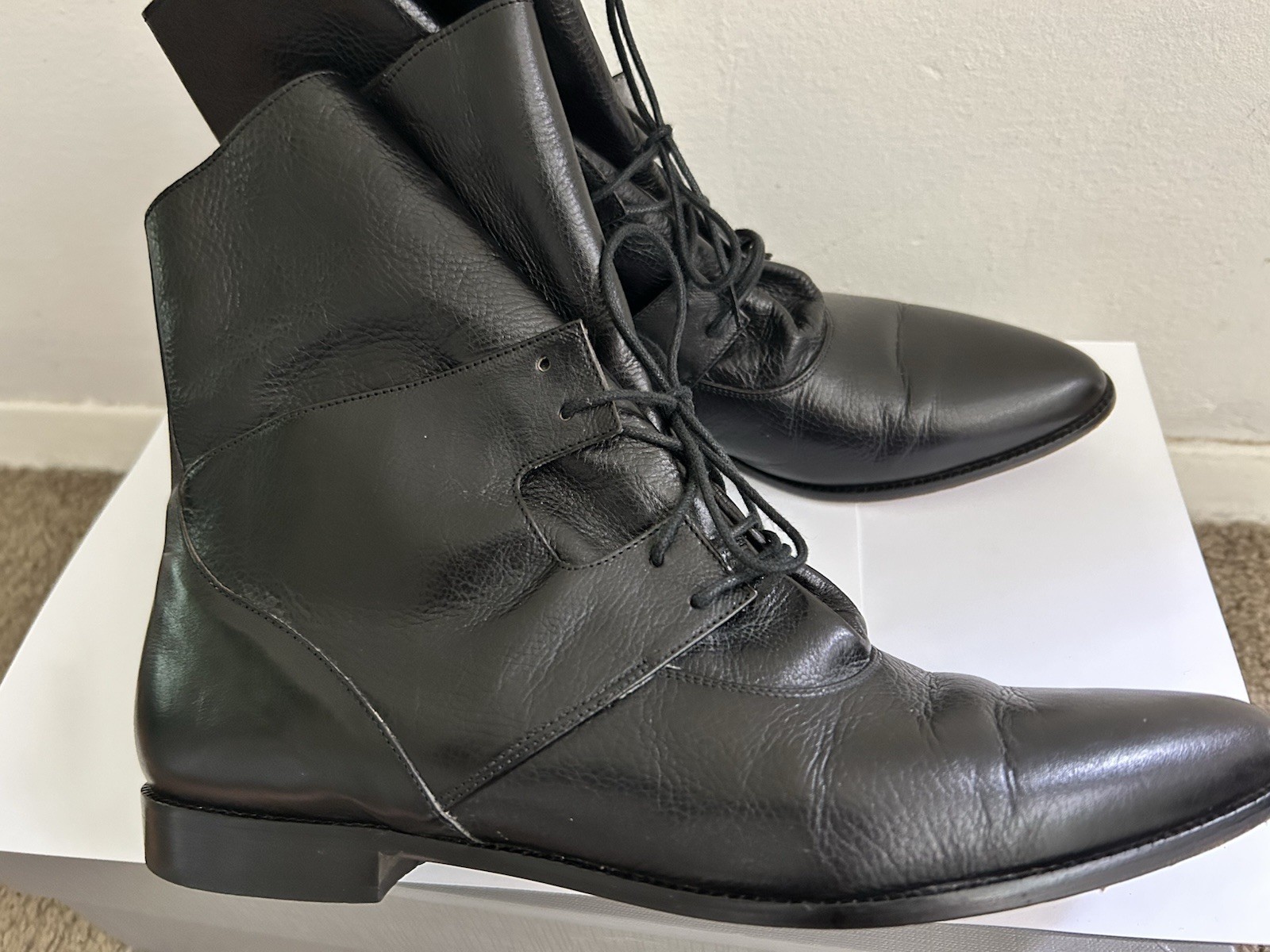 VANELI Black Leather Ankle Boots