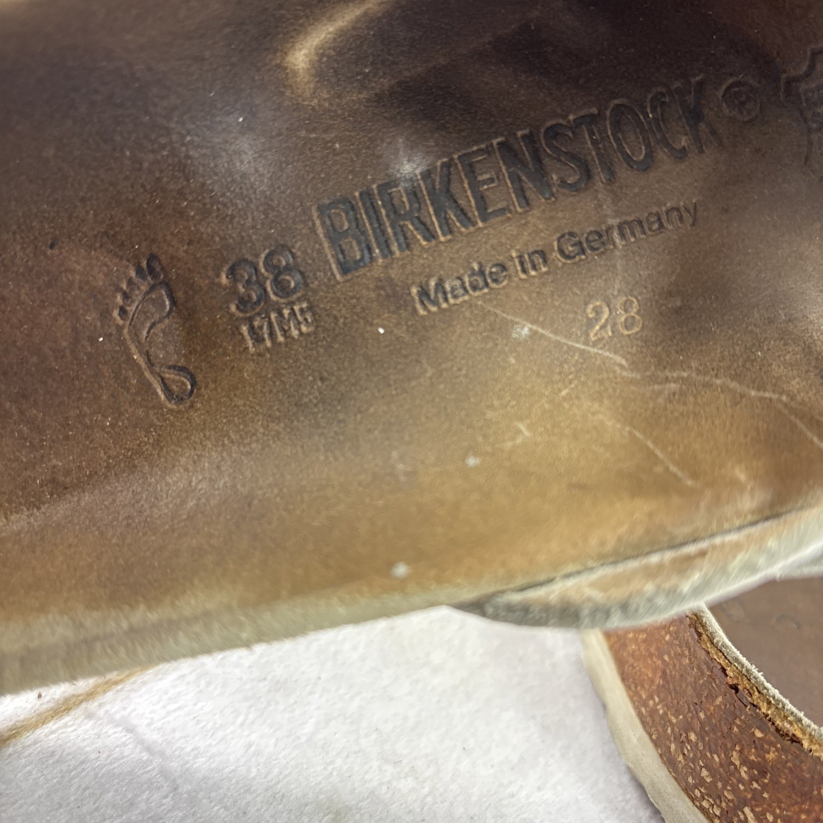 Birkenstock Granada L7 M5 38 240 Silver Leather Slip On Sandals