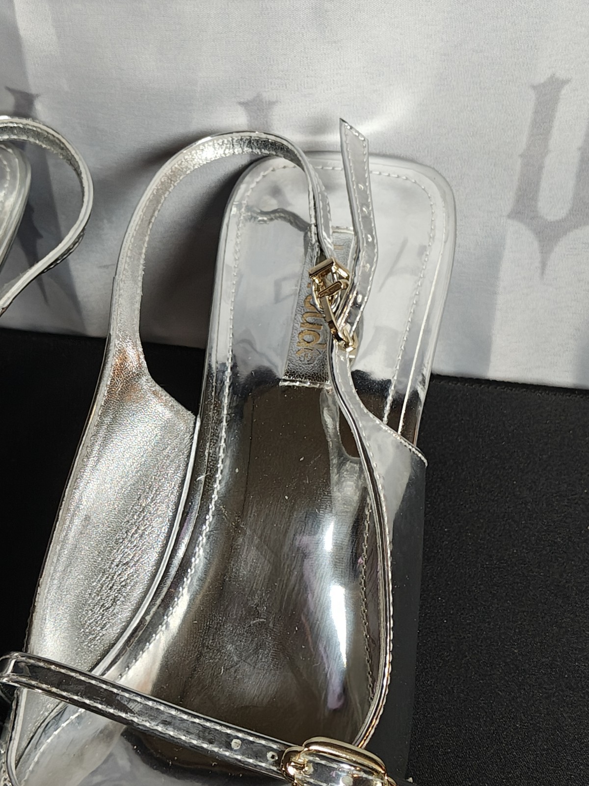 LARROUDE Women’s 9 Ines Pump In Silver Specchio New $350 Mirror Synthetic