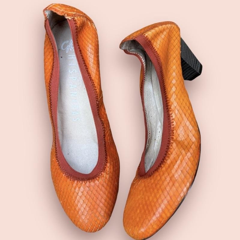 women heels orange leather 39 #4DS3