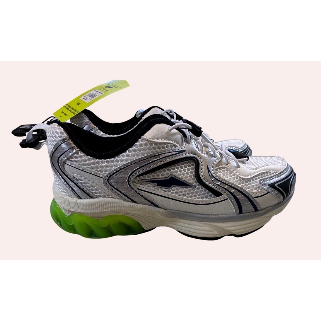 Avia Womens Gel Bungee Sneakers White Silver Lime Green Size 8.5 NWT