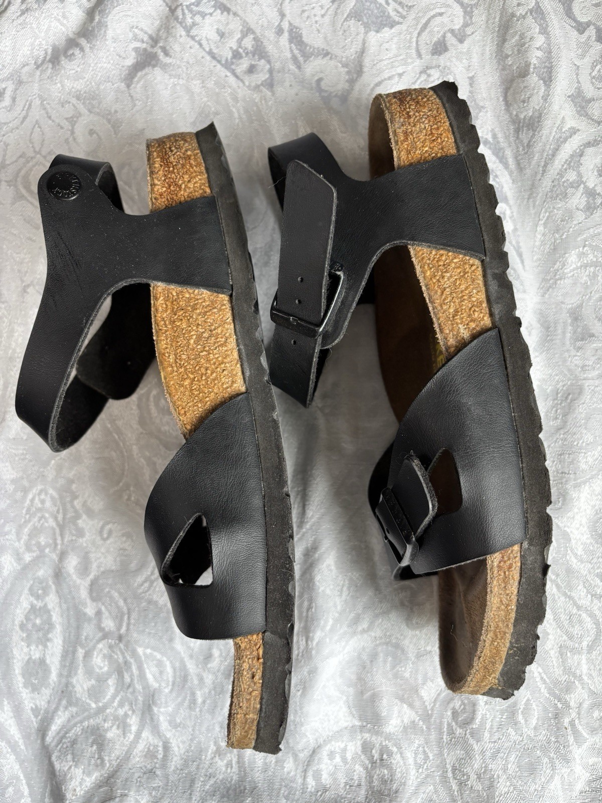 Birkenstock 37 RIO Womens 6 Black Birko-Flor Germany Excellent