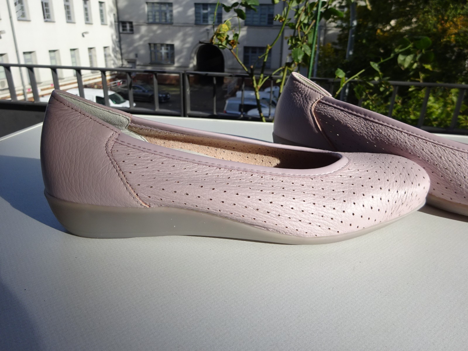 Vitaform women’s ballet flats leather deerskin rubber edge pink Germany size 38 H New
