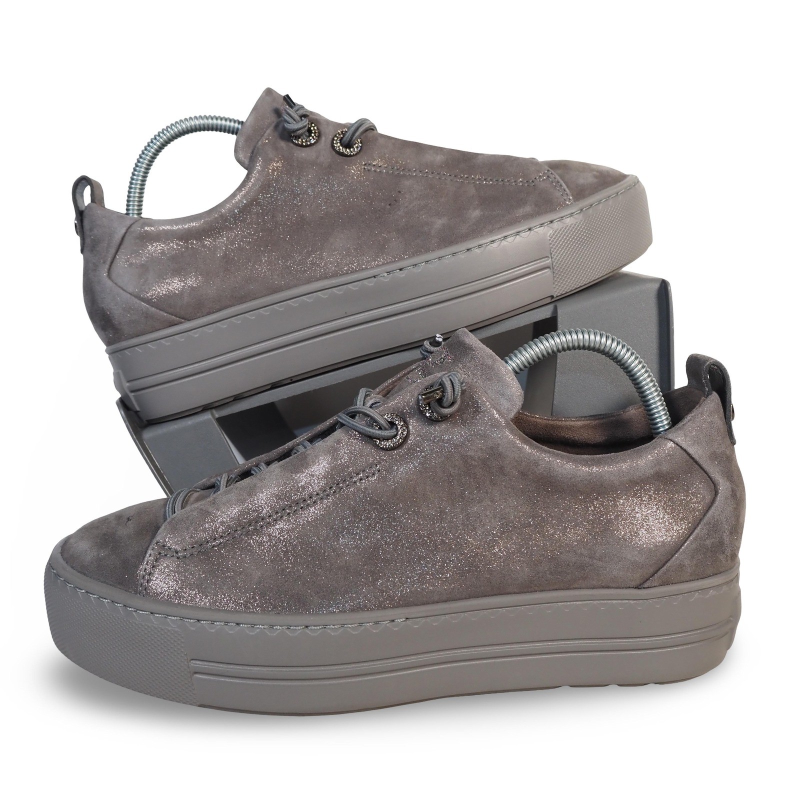 Paul Green Emely Platform Shimmer Sneakers Womens 7 UK 4.5 Iron Grey Metallic