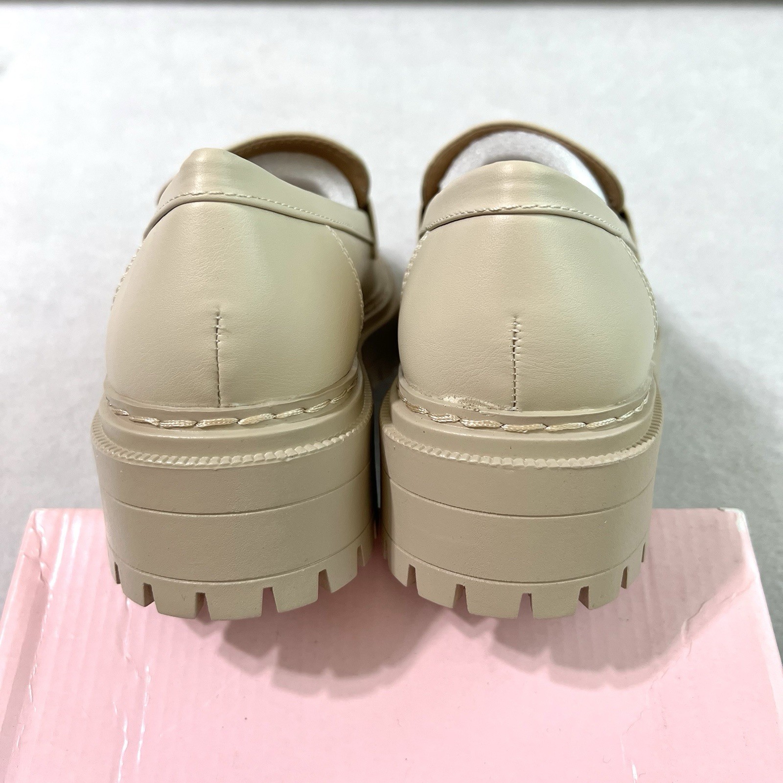 Soda Eureka Women Slip On Platform Shoes 8.5 Penny Loafer Lug Sole Stitched NIB