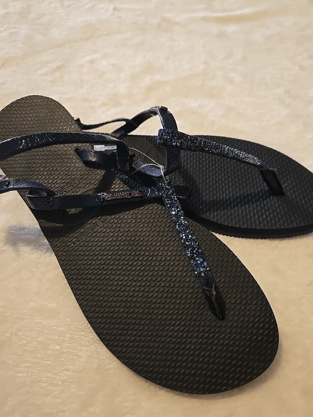 HAVAIANAS Swarovski Sandal 35-36 size US 6 Navy Blue NEW