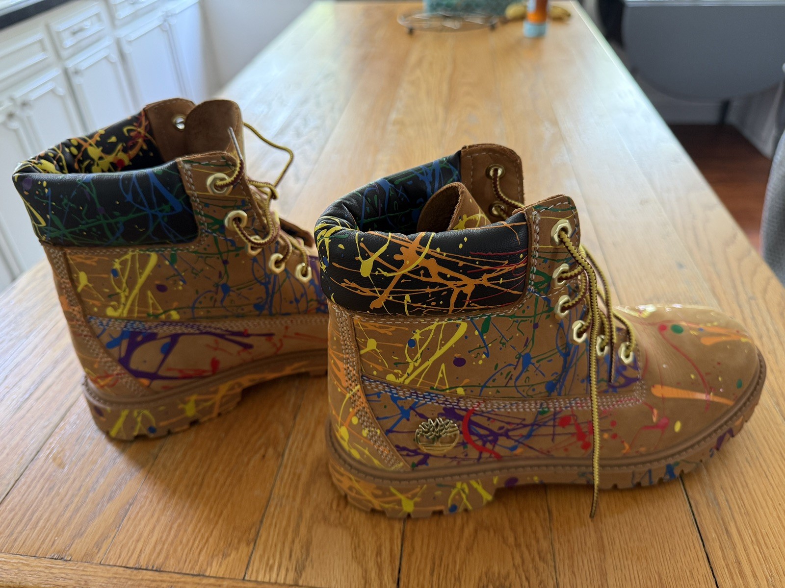 Timberland Heritage 6-Inch Boot Wheat Paint Splash Splatter Women’s Size 8