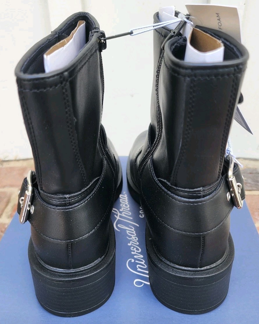 Universal Thread Women’s Connor Ankle Harness Buckle Boots Black, 7.5, NEW!!
