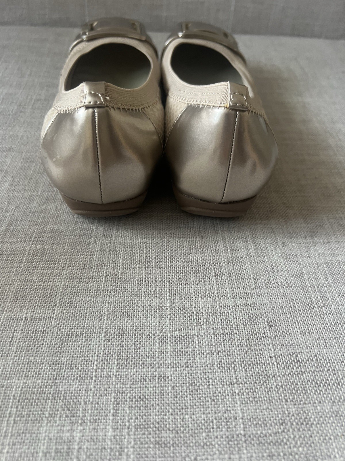 Anne Klein Women’s Beige office casual textured Buckle Slip-On Ballet Flats US 7