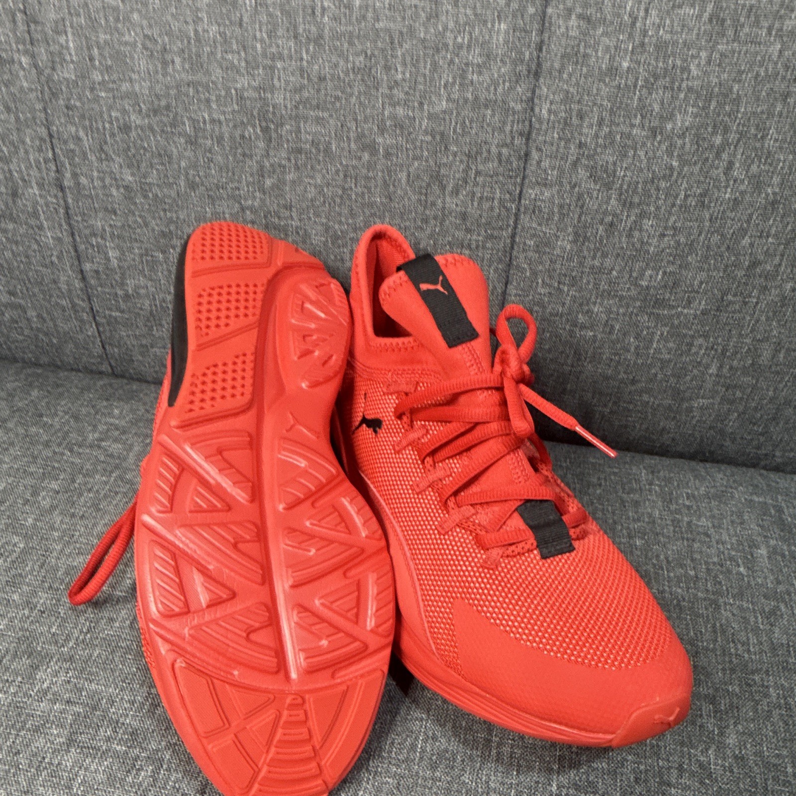 PUMA Men’s Red/Black Low Top Lace-Up Athletic Sneakers, Solid Pattern