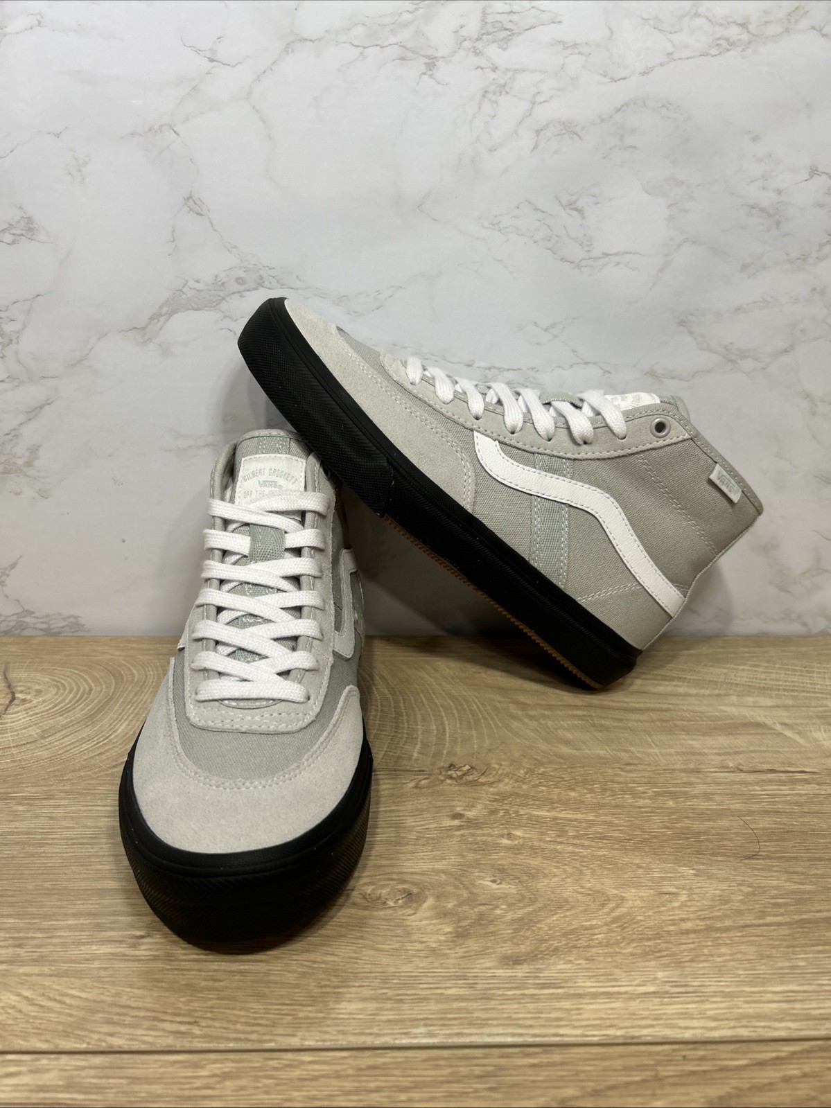 Vans Gilbert Crockett Hi Top Light Grey White Canvas Women Shoes 721454 Sz 5.5