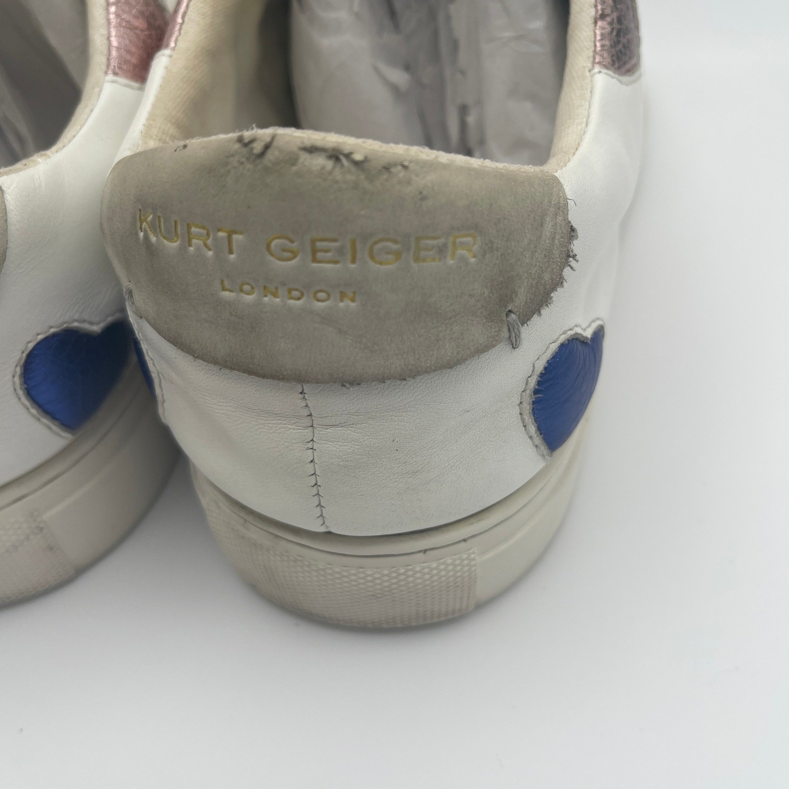 Kurt Geiger London Lane Euro 42 Love White Multicolor Puffy Hearts Sneakers