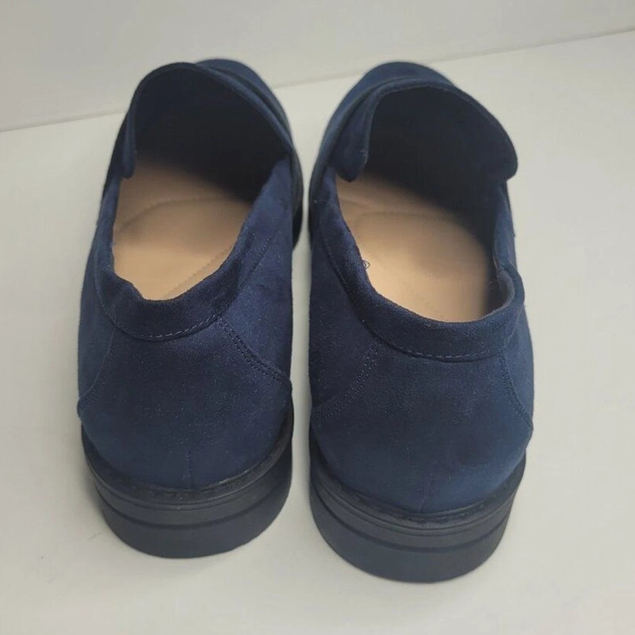 JustFab Danica Platform Navy Blue Slip on Loafers Preppy Office U.S. Size 9E .