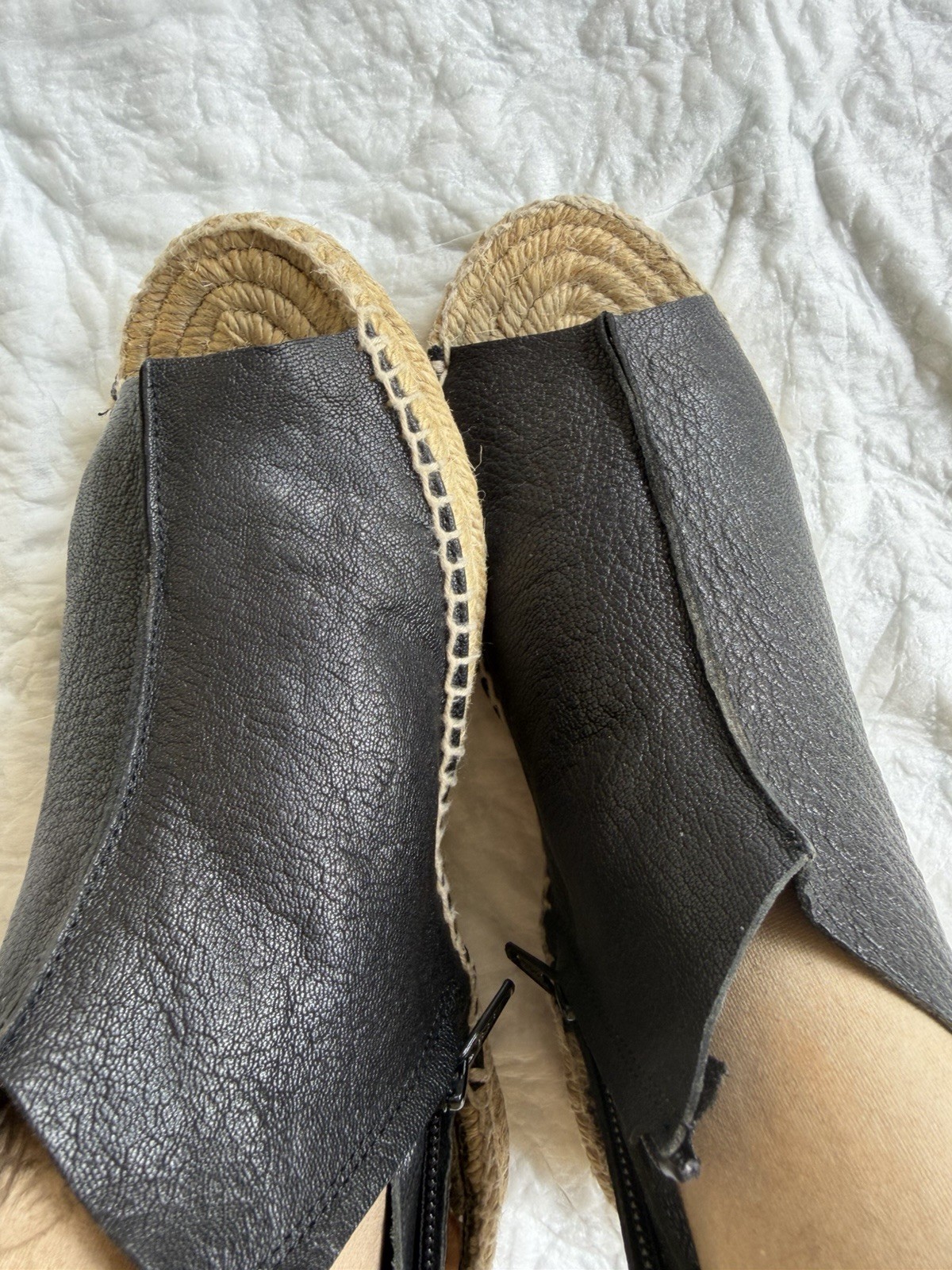Bimba Y Lola Jute Black espadrille Wedge EU 39 US 8 pony-style made in Spain