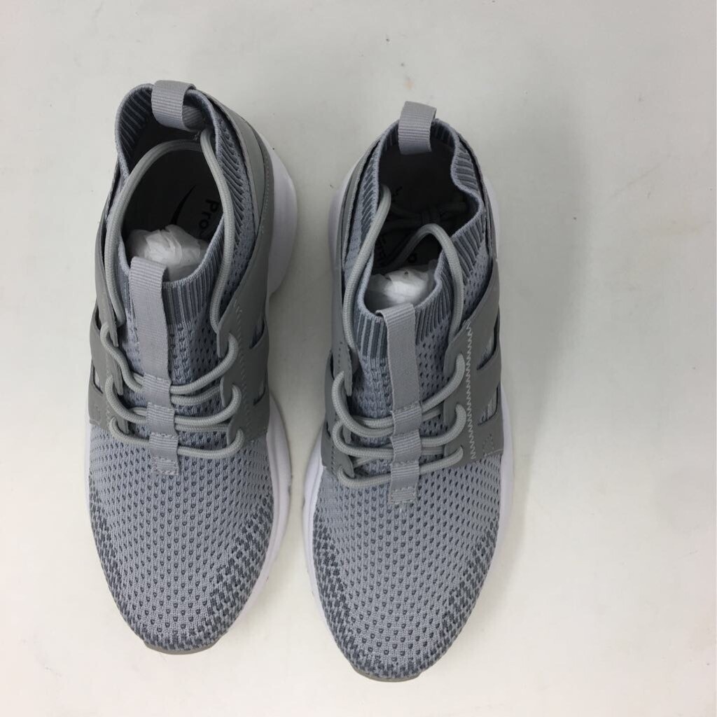Propet Womens Stability Strider Walking Shoes Gray Mid Top Lace Up Knit 6.5 New